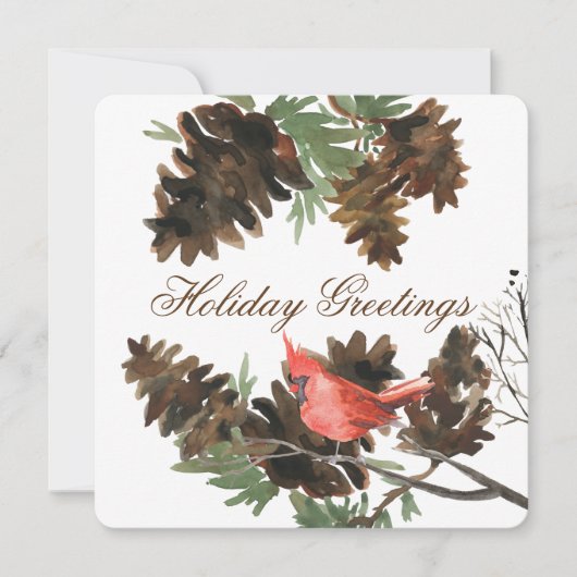 Rode Kardinaal Denneappels Kerstkaart (Voorkant)