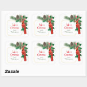 Rode Kardinaal Dennenappel Boeket Kerstmis Vierkante Sticker (Vel)