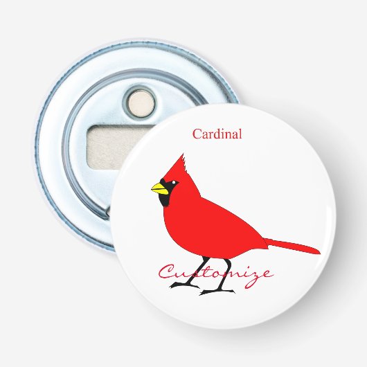Rode kardinaal Dvogel Thunder_Cove Button Flesopener (Voorkant)