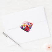 Rode Kardinaal en Bloemen | Mooie dag Hart Sticker (Envelop)