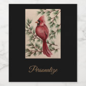 Rode Kardinaal en dennen Wijn Etiket (Enkel label)