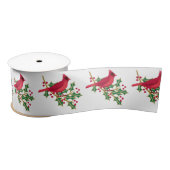 Rode Kardinaal en Holly Branch Patroon Kerstmis Satijnen Lint (Spoel)