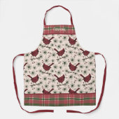 Rode Kardinaal en Plaid Kerstmis Schort (Voorkant)