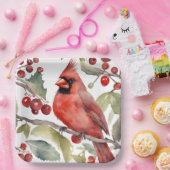 Rode Kardinaal en Wilde Bessen Kerstmis Papieren Bordje (Feest)