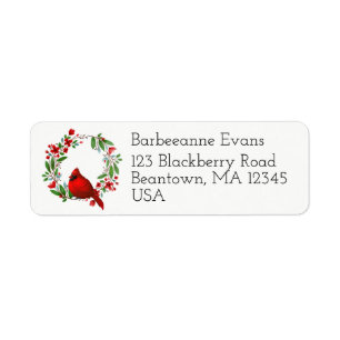  rode kardinaal en Wreath personaliseren Etiket