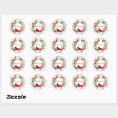 rode kardinaal en Wreath personaliseren Ronde Sticker (Vel)