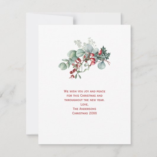 Rode kardinaal, Eucalyptus, Greenery Kerstmis (Achterkant)