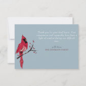 Rode Kardinaal Foto Begrafenis Dank u Kaart (Voorkant)