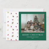 Rode Kardinaal Foto Kerst Kaart Moderne Pijnboom (Voorkant)