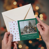 Rode Kardinaal Foto Kerst Kaart Moderne Pijnboom