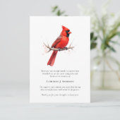 Rode Kardinaal Foto Sympathy Begrafenismonument Bedankkaart (Staand voorkant)