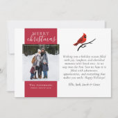 Rode Kardinaal Foto Vrolijk Kerstfeest Feestdagenkaart (Voorkant)