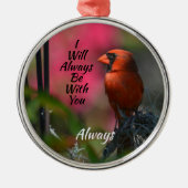 Rode Kardinaal Gepersonaliseerd Memorial Metalen Ornament (Voorkant)