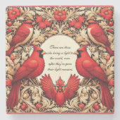 Rode Kardinaal Geschenken Condoleance Herdenking A Stenen Onderzetter (Voorkant)