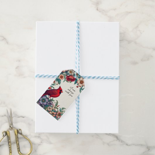 Rode Kardinaal Geschenken Sympathie Keepsake Memor Cadeaulabel (Met Touw)