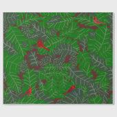 Rode Kardinaal Groene Bladen Bruine Pine Kegels Ei Cadeaupapier (Vlak)
