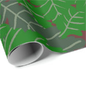 Rode Kardinaal Groene Bladen Bruine Pine Kegels Ei Cadeaupapier (Rol Hoek)