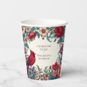 Rode Kardinaal Herdenking van het Leven Funeral Me Papieren Bekers (Achterkant)