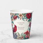 Rode Kardinaal Herdenking van het Leven Funeral Me Papieren Bekers (Voorkant)