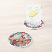 Rode Kardinaal Herinneringssouvenir FOTO Zandsteen Onderzetter (Zijkant)