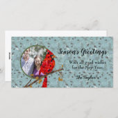 Rode Kardinaal, het kerst vogeltje Feestdagenkaart (Voorkant / Achterkant)