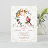 Rode Kardinaal Holly Berry Sneeuwvlokken Kerstmis Kaart (Staand voorkant)