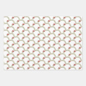 Rode kardinaal Holly Bladeren en bessen Kerstmis Inpakpapier Vel (Voorkant 3)