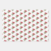 Rode kardinaal Holly Bladeren en bessen Kerstmis Inpakpapier Vel (Voorkant)