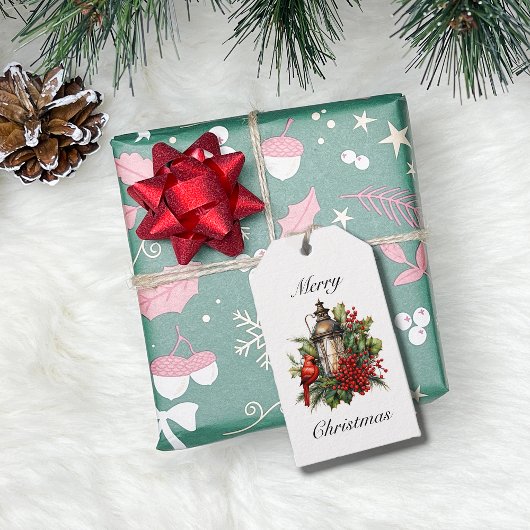 Rode Kardinaal Holly Kerstcadeau Label Cadeaulabel