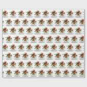 Rode Kardinaal Hulst Kerstmis Aangepaste Naam Cadeaupapier (Vlak)