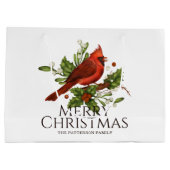 Rode Kardinaal Hulst Kerstmis Aangepaste Naam Groot Cadeauzakje (Achterkant)