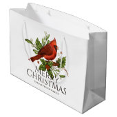 Rode Kardinaal Hulst Kerstmis Aangepaste Naam Groot Cadeauzakje (Achterkant Gekanteld)