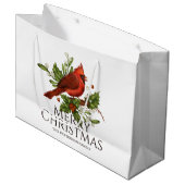 Rode Kardinaal Hulst Kerstmis Aangepaste Naam Groot Cadeauzakje (Voorkant Gekanteld)