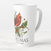 Rode Kardinaal Hulst Kerstmis Aangepaste Naam Latte Mok (Rechterhoek)
