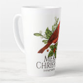 Rode Kardinaal Hulst Kerstmis Aangepaste Naam Latte Mok (Linkerhoek)