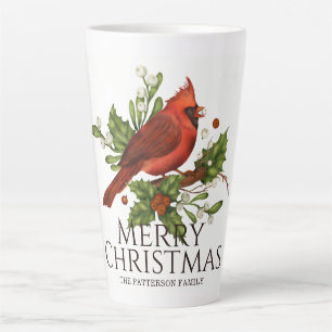 Rode Kardinaal Hulst Kerstmis Aangepaste Naam Latte Mok