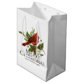 Rode Kardinaal Hulst Kerstmis Aangepaste Naam Medium Cadeauzakje (Voorkant Gekanteld)