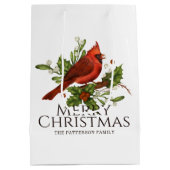 Rode Kardinaal Hulst Kerstmis Aangepaste Naam Medium Cadeauzakje (Achterkant)