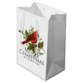 Rode Kardinaal Hulst Kerstmis Aangepaste Naam Medium Cadeauzakje (Achterkant Gekanteld)