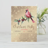 Rode Kardinaal Hulstbes Gouden Kerstmis Kaart (Staand voorkant)