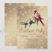 Rode Kardinaal Hulstbes Gouden Kerstmis Kaart (Voorkant / Achterkant)