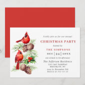 Rode Kardinaal Hulstbes Kerstvakantie KERSTPARTY Kaart (Voorkant / Achterkant)