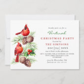 Rode Kardinaal Hulstbes VIRTUAL Kerstfeest Kaart (Voorkant)