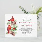 Rode Kardinaal Hulstbes VIRTUAL Kerstfeest Kaart (Staand voorkant)