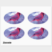 Rode kardinaal in de Blizzard Ovale Sticker (Vel)