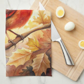 Rode kardinaal in de Herfst Theedoek (Quarter Fold)