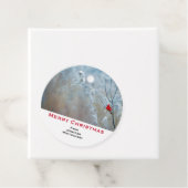 Rode kardinaal in de Natuur van de winter: Kerstmi Bedankjes Labels (In situ)