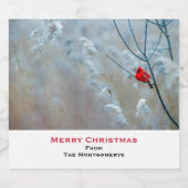 Rode kardinaal in de Natuur van de winter: Kerstmi Bier Etiket (Enkel label)