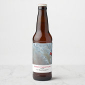 Rode kardinaal in de Natuur van de winter: Kerstmi Bier Etiket (Voorkant)