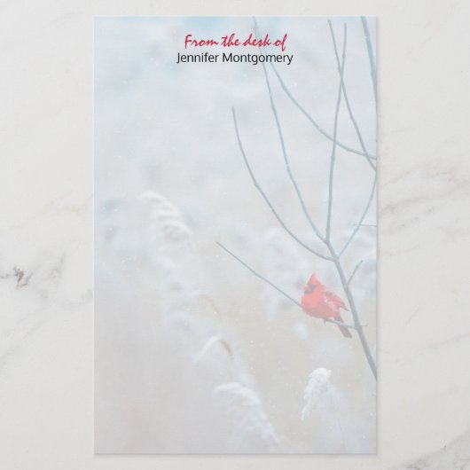 Rode kardinaal in de Natuur van de winter: Kerstmi Briefpapier (Voorkant)